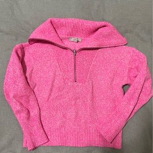 LOFT hot pink Marlee half zip - worn once